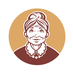 vector portrait of lovely grandmother