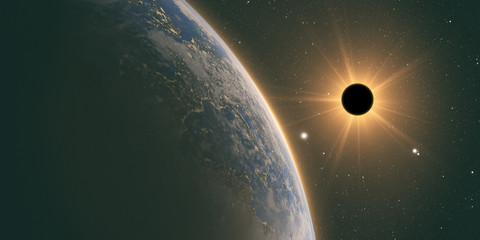 sun eclipse,full sun eclipse with Abstract scientific background