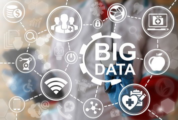 Medicine big data computer health care integration concept. Medical information database cloud...