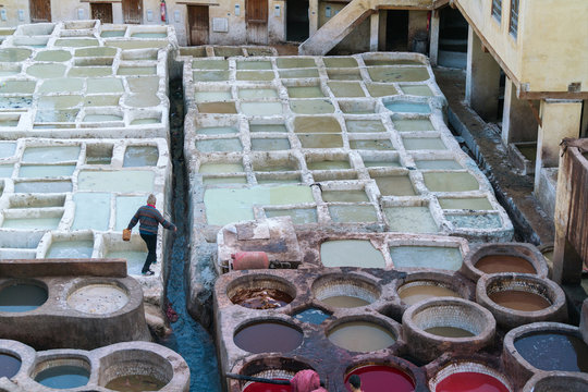 Tanneries of Fes, Morocco, Africa
