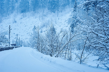 Winter road after the snowfall