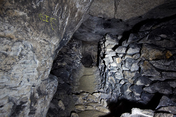 Old abandoned limestone mine Gurievsky in Byakovo, Tula Region