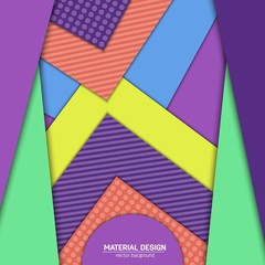 Vector material design background. Abstract creative concept layout template. For web and mobile app, paper art illustration, style blank, poster, booklet. Motion wallpaper element. Flat ui.