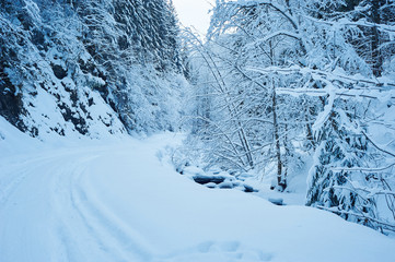 Winter road after the snowfall