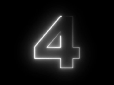 Number 4 four - animated light outline on black background