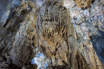 Stalactite rock formations in Phong Nha Cave in Phong Nha-Ke Bang National Park, a UNESCO World Heritage Site in Quang Binh Province, Vietnam