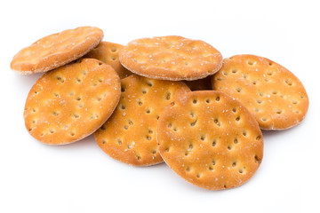 Short pastry cookies isolated on white background.