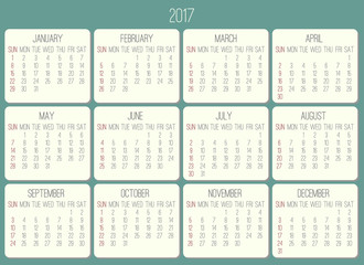 Year 2017 monthly calendar