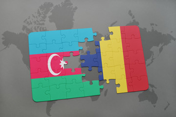 puzzle with the national flag of azerbaijan and chad on a world map