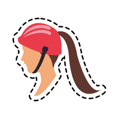 woman with safety equipment cartoon icon over white background. colorful design. vector illustration