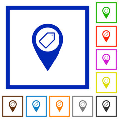 Tagging GPS map location flat framed icons