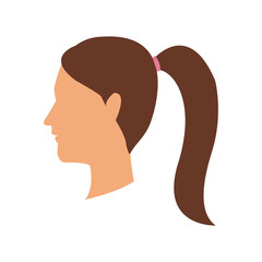 woman face cartoon icon over white background. colorful design. vector illustration