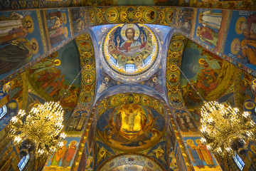 Mosaic murals in the Church of the Resurrection of Christ in St. Petersburg