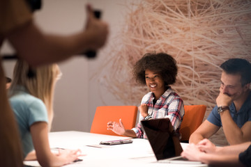 Multiethnic startup business team on meeting