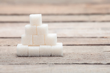 refined sugar put by a pyramid.