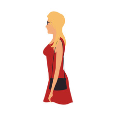 woman wearing red dress  cartoon icon over white background. colorful design. vector illustration
