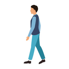 man walking cartoon icon over white background. colorful design. vector illustration