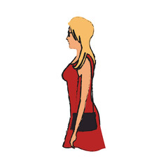 woman wearing a red dress cartoon icon over white background. colorful design. vector illustration