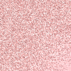 Pink golden glitter made of hearts. Abstract scatter on pale_pink valentine background. Vector illustration.