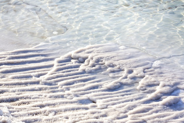Dead Sea salt deposits stones white crystals