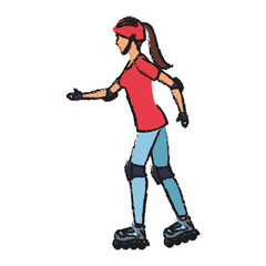 woman on a roller skates cartoon icon over white background. colorful design. vector illustration