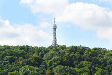 Obraz premium Beautiful Landscape With Petrin Lookout Tower On Top Of Hill