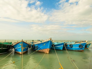 Fototapeta na wymiar Beautiful Fishing Boats in Nainativu, Nagadeepa, Jaffna, Sri Lanka