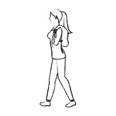 woman walking cartoon icon over white background. vector illustration