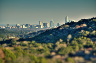 Fototapeta na wymiar Austin skyline from hill top