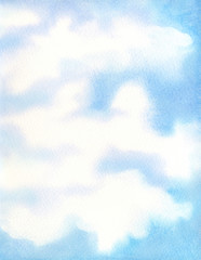 Fototapeta na wymiar Watercolor blue sky background