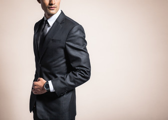 Fototapeta Man wearing suit and tie.  obraz