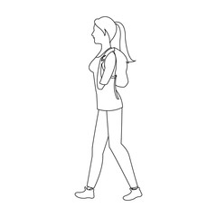 woman walking cartoon icon over white background. vector illustration