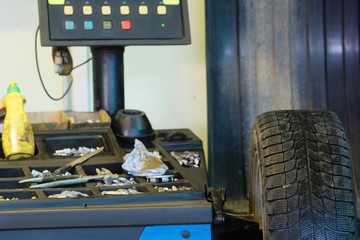 Machine in a tire fitting workshop