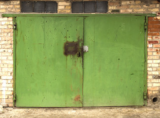 old metal warehouse door, hangar, high resolution photo