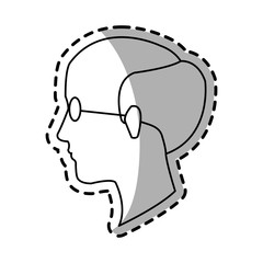 old man face cartoon icon over white background. vector illustration