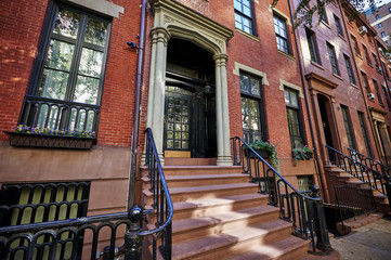 an old brick brownstone building