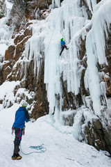 Ice Climber and Belayer