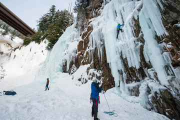 Ice Climber and Belayer