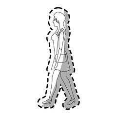 woman walking cartoon icon over white background. vector illustration