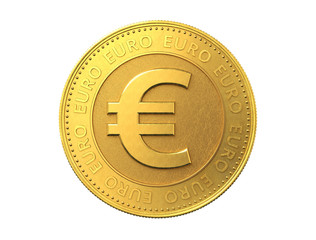 Gold coin with euro sign.3d rendering.