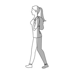 woman walking cartoon icon over white background. vector illustration