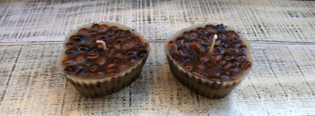 Candle heart filled with aromatic coffee handmade
