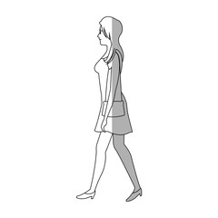 woman walking cartoon icon over white background. vector illustration