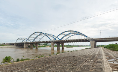 Dong Tru bridge crossing Red River in Hanoi, Vietnam
