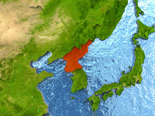 North Korea in red