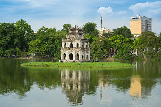 Hoan Kiem Lake (Sword Lake, Ho Guom) In Hanoi, Vietnam