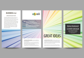 Flyers set, modern banners. Business templates. Cover template, easy editable layouts, vector illustration. Colorful background with abstract waves, lines. Bright color curves. Motion design.
