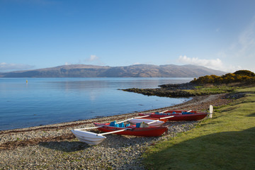 Craignure Isle of Mull Scotland uk with boats near to ferry port 