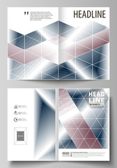 Business templates for bi fold brochure, magazine, flyer, report. Cover design template, vector layout in A4 size. Simple monochrome geometric pattern. Abstract polygonal style, modern background.