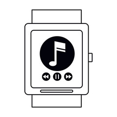 smartwatch music player app technology outline vector illustration eps 10